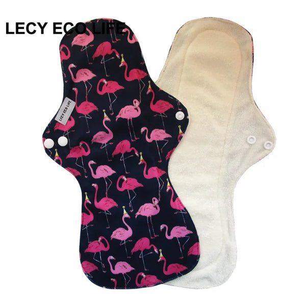 Reusable Menstrual Pads for Women, Heavy Flow, Bamboo Washable Sanitary Napkins, Printed Night Use, Breathable, 1Pc Size 13"