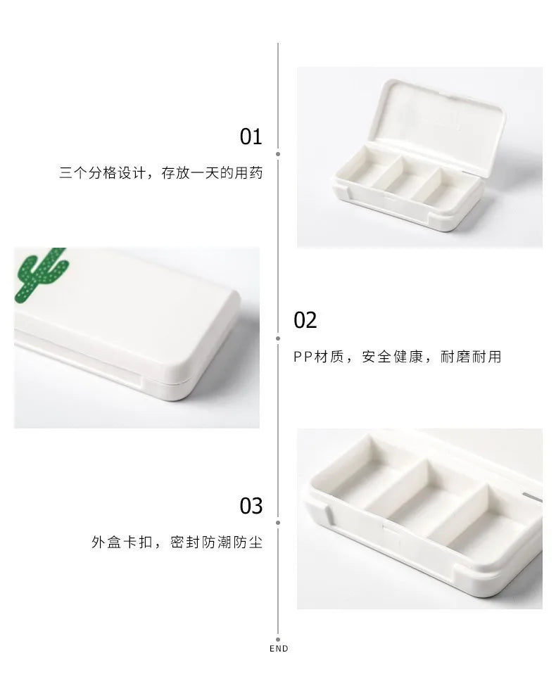 Creative Portable Three-compartment Small Pill Box Mini Pill Box Travel Medicine Dispensing Pill Box