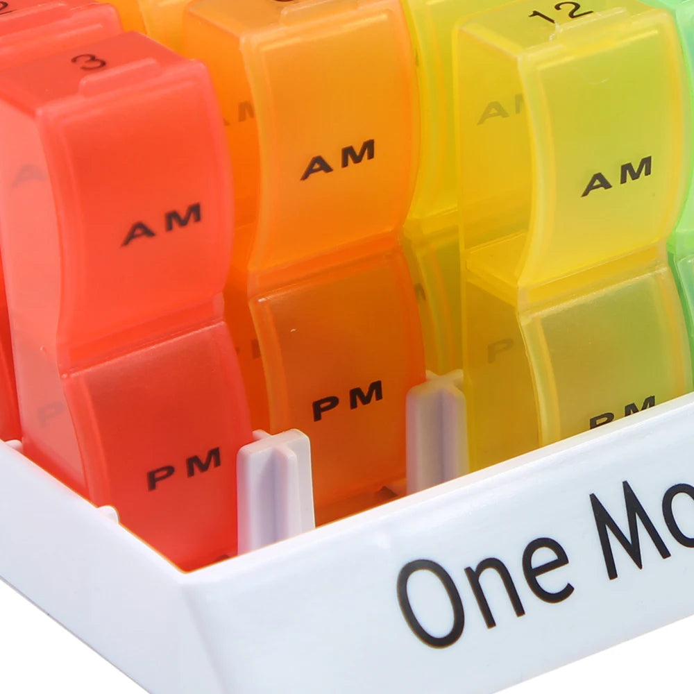 Monthly Pill Organizer 2 Times A Day,30 Day One Month Pill Box AM PM,31 Day Pill Case Small Compartments To Hold Vitamins