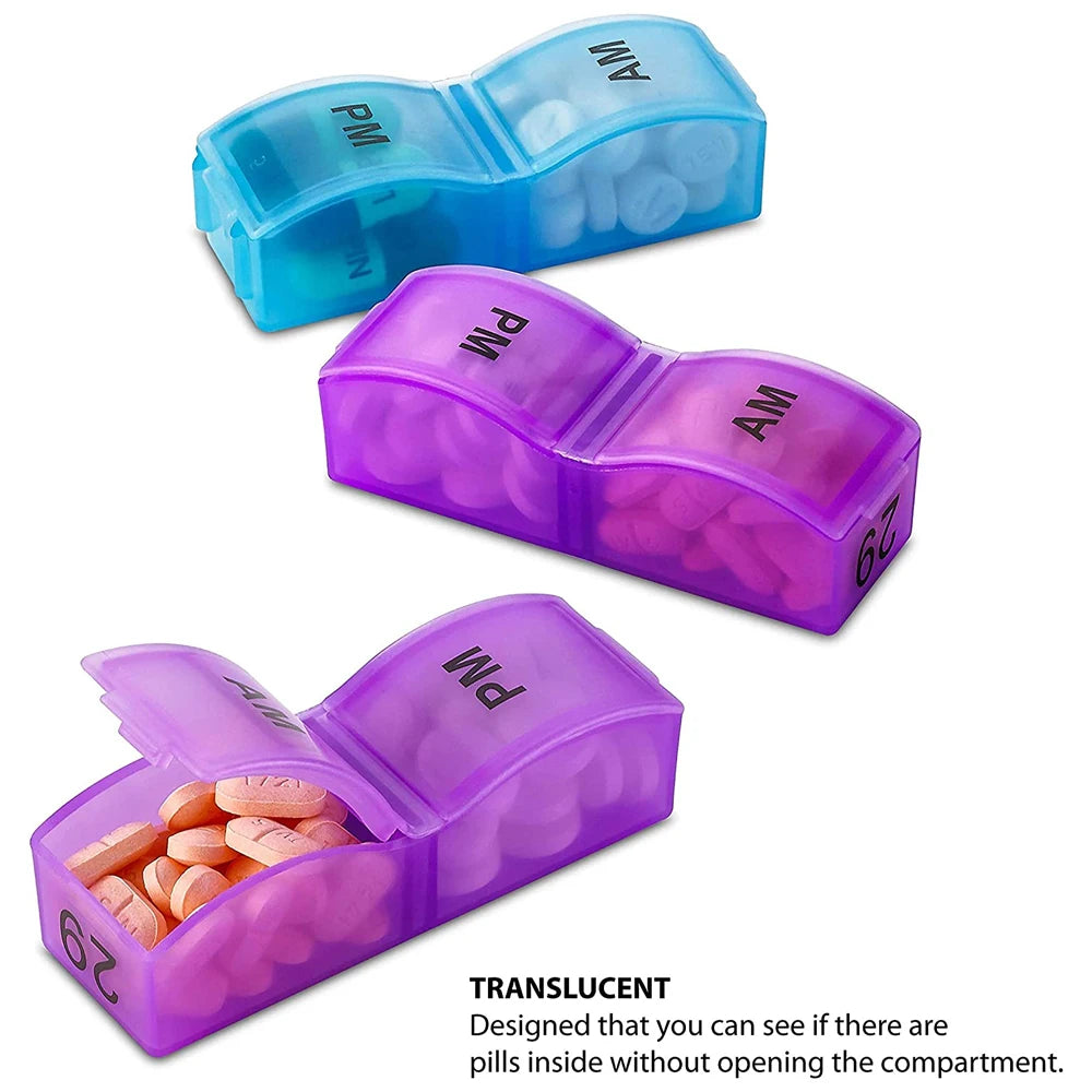 Monthly Pill Organizer 2 Times A Day,30 Day One Month Pill Box AM PM,31 Day Pill Case Small Compartments To Hold Vitamins