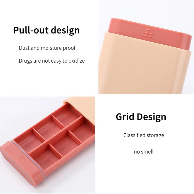 1PCS Fashion Mini Travel Pill Organizerx Pill Cases 7 Days 6 Grids Container Organizer Storage Tablet Medicine Fish Nordic Style