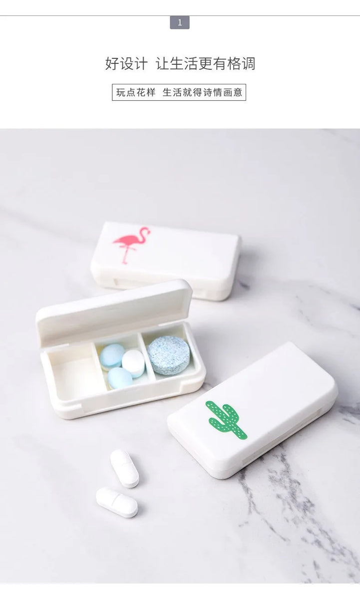 Creative Portable Three-compartment Small Pill Box Mini Pill Box Travel Medicine Dispensing Pill Box