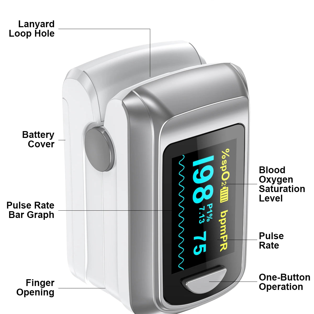 HealthTree Finger Pulse Oximeter Blood Oxygen Saturation SpO2 PI Oximetro De Dedo Pulsioximetro Oxymeter Bluetooth APP Control