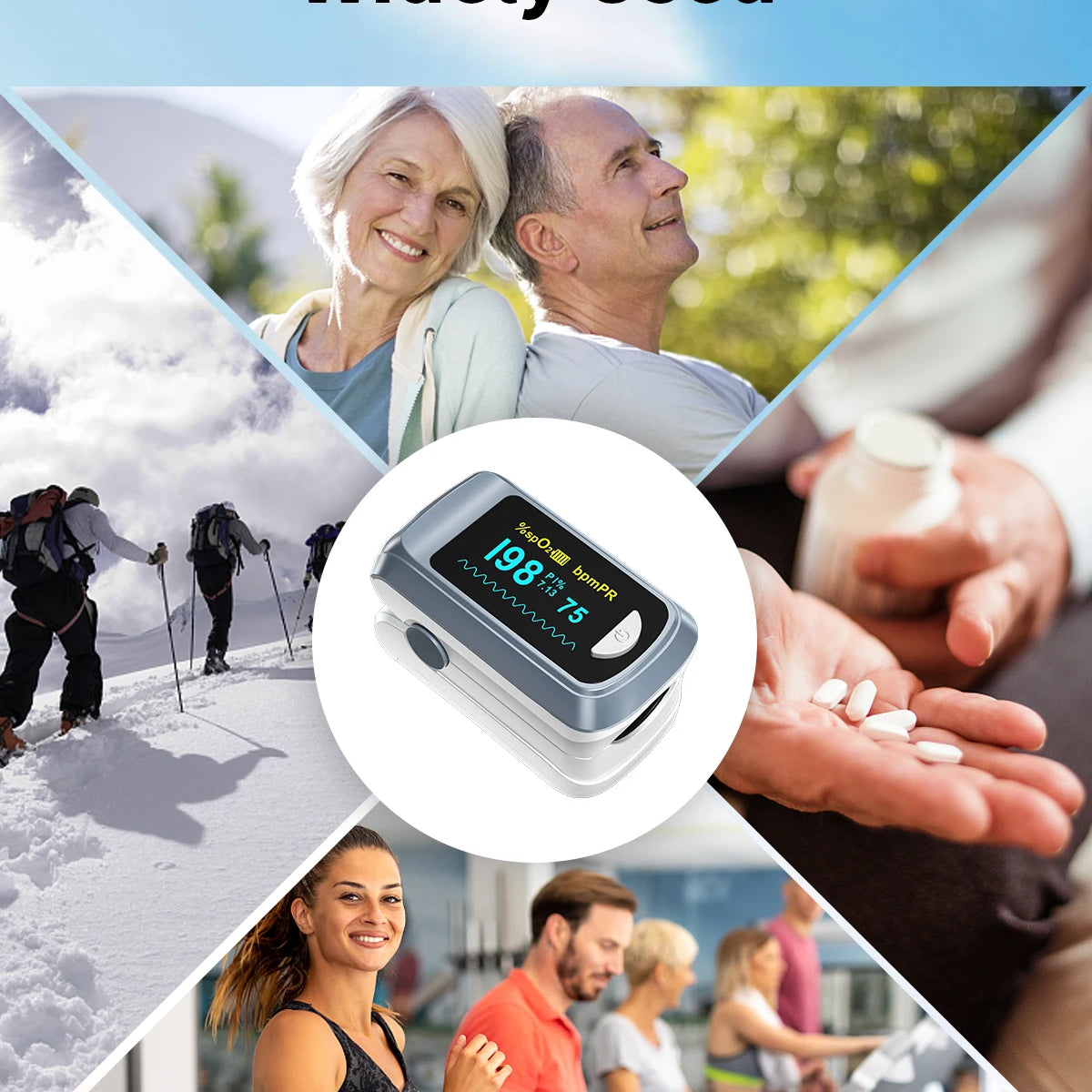 HealthTree Finger Pulse Oximeter Blood Oxygen Saturation SpO2 PI Oximetro De Dedo Pulsioximetro Oxymeter Bluetooth APP Control