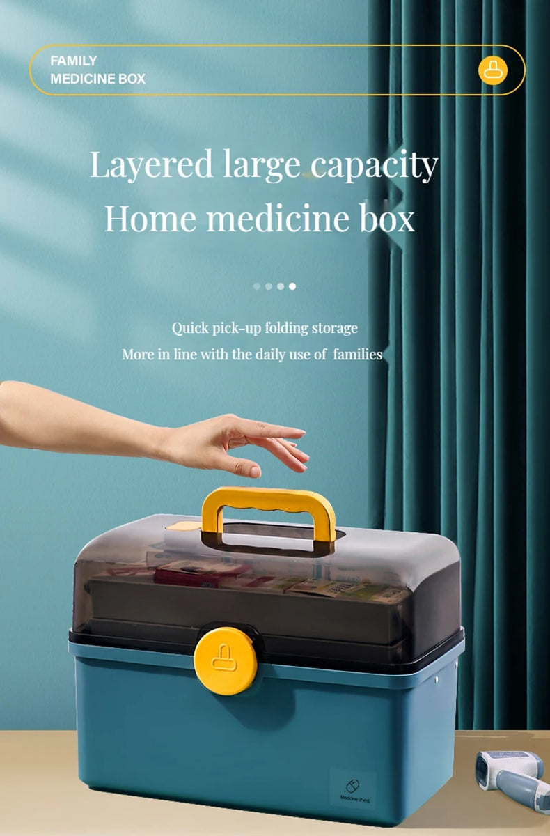 Large Capacity 3 Layers Medicine First Aid Kit Super Pill Cases Organizer Family Emergency Pharmacy Storage Container Pill's Box