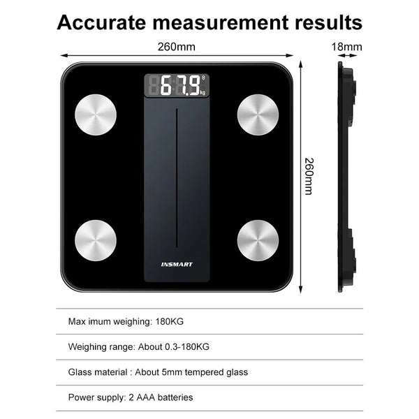 INSMART Body Weight Scale Bathroom Scale Digital Body Weight Balance Smart Scale Body Composition Smart Floor Scales BMI