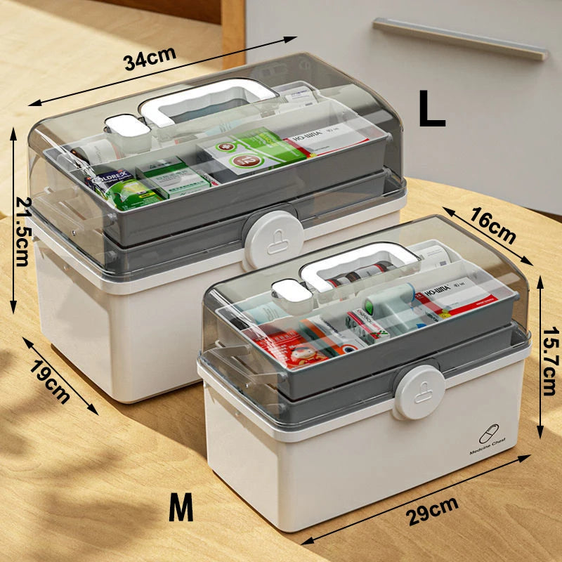 Large Capacity 3 Layers Medicine First Aid Kit Super Pill Cases Organizer Family Emergency Pharmacy Storage Container Pill's Box