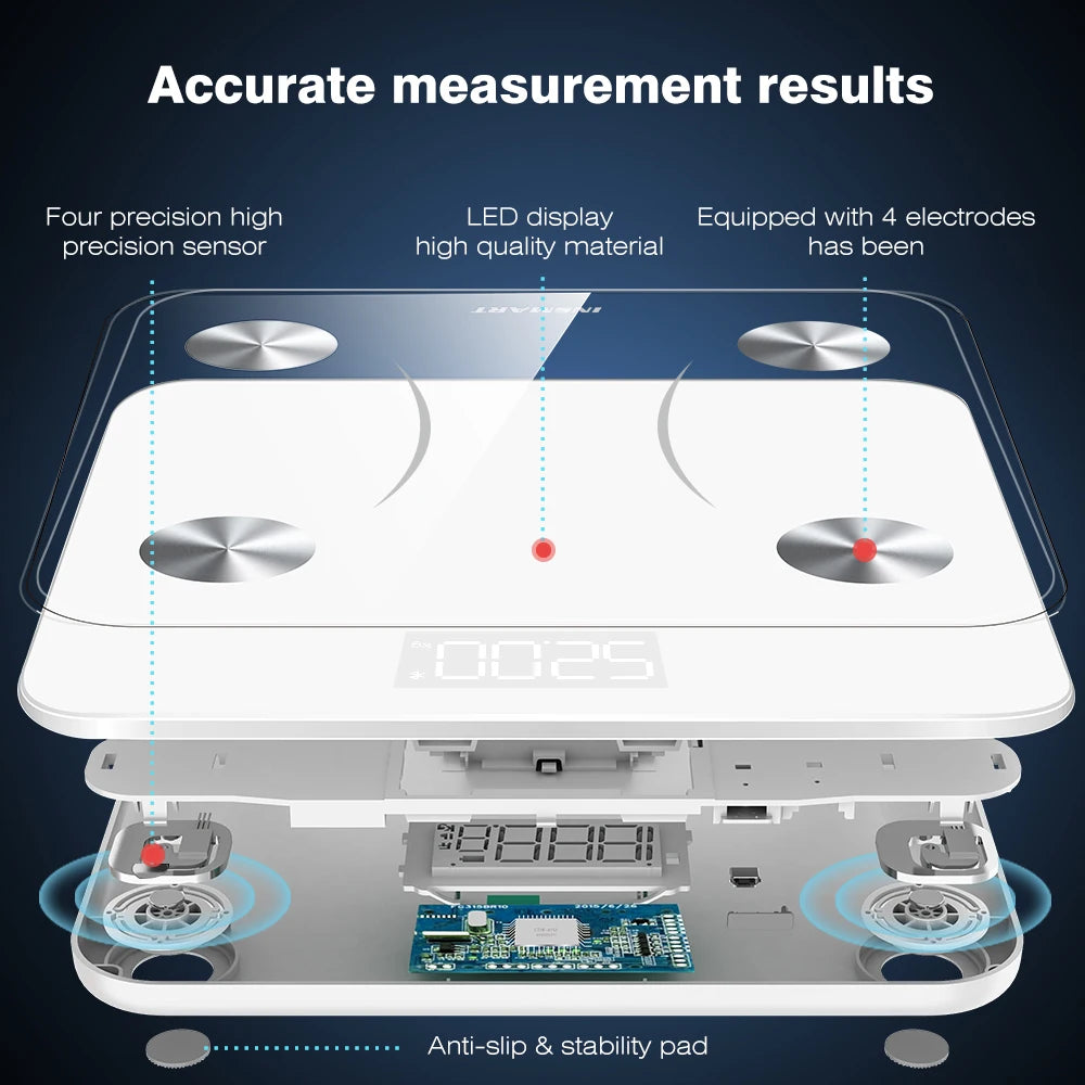 INSMART Body Weight Scale Bathroom Scale Digital Body Weight Balance Smart Scale Body Composition Smart Floor Scales BMI