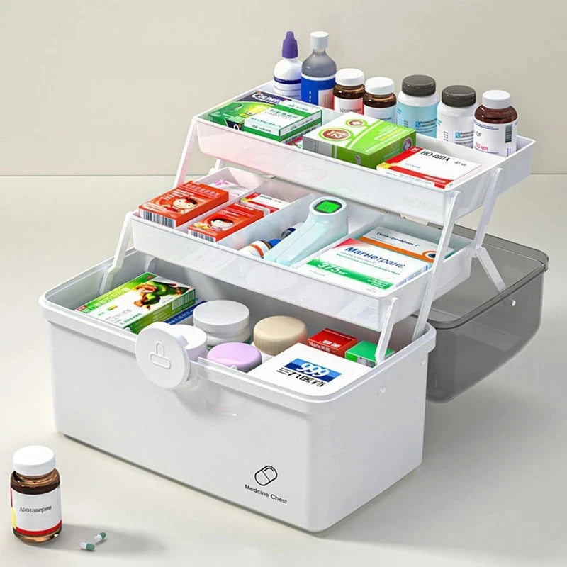 Large Capacity 3 Layers Medicine First Aid Kit Super Pill Cases Organizer Family Emergency Pharmacy Storage Container Pill's Box